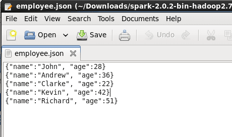 Employee JSON File - Spark SQL - Edureka