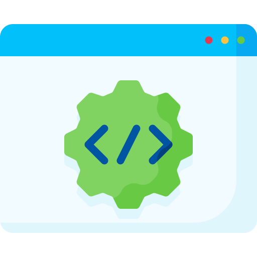 Image depicting a coding symbol inside a gear, representing API integration and technology solutions for accurate object detection and measurement in space planning.
