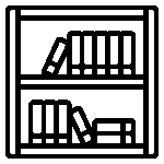 Library icon representing knowledge resources and data collection.