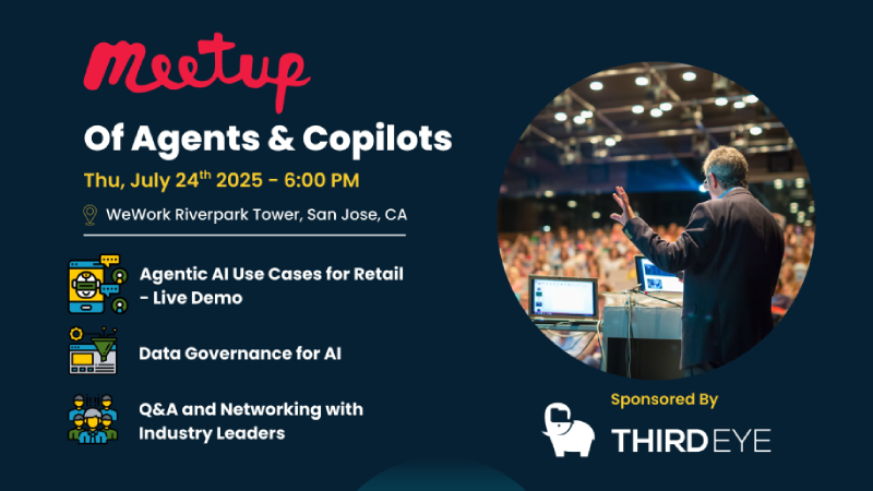 AI agents and copilots tech meetup event flyer