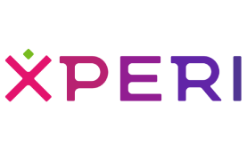 Xperi company logo with colorful gradient lettering