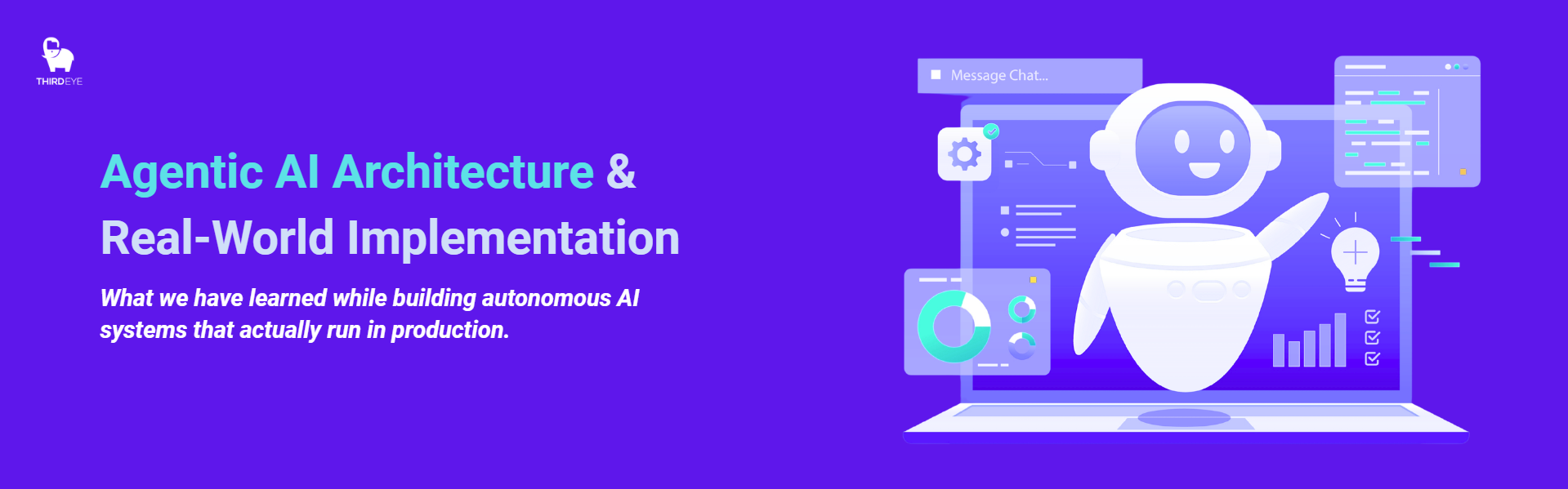 Agentic AI architecture illustration with friendly robot character
