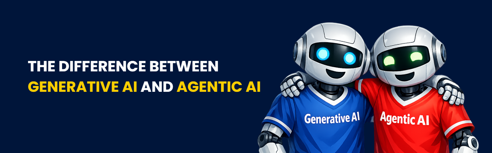 Two robots comparing Generative AI and Agentic AI
