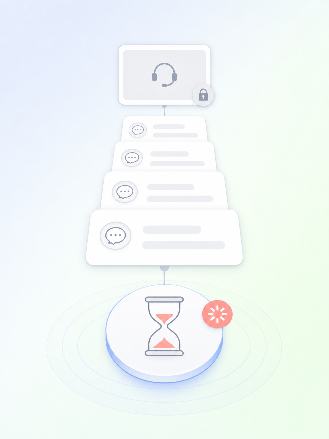 Customer service workflow with hourglass and chat messages
