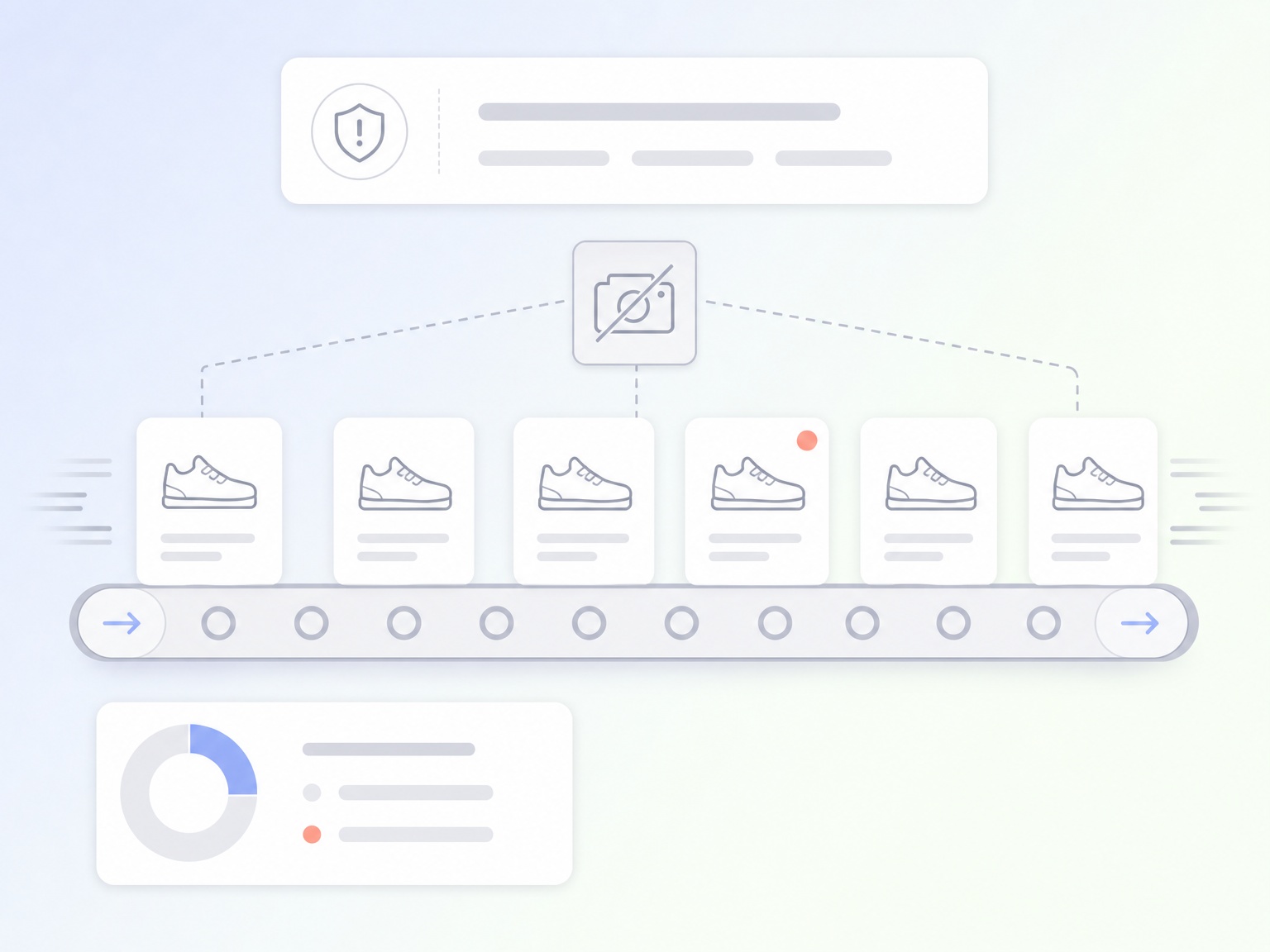 E-commerce product carousel interface with shoe thumbnails and controls