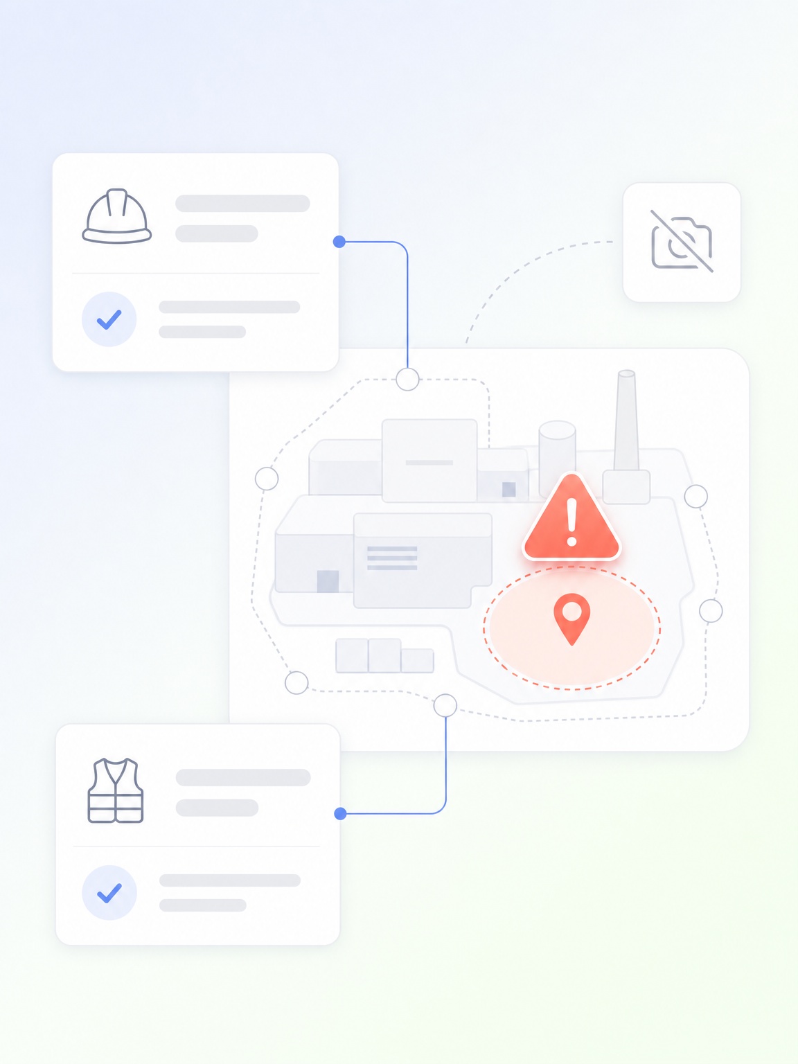 Industrial safety management system with location alert warning